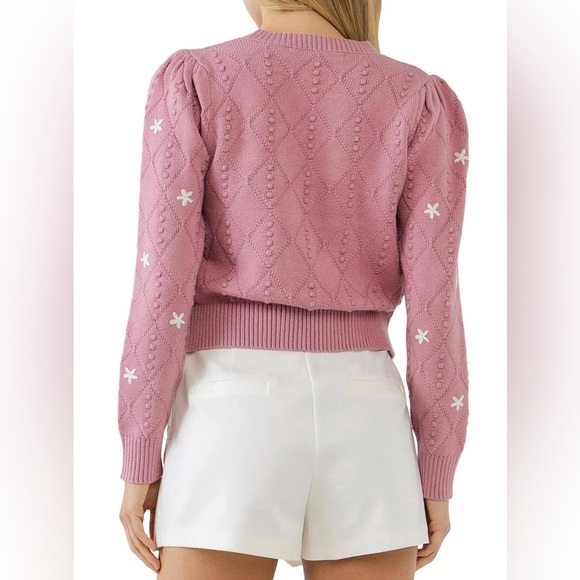 English Factory Floral Handmade Embroidery Sweater in Dusty Pink Size XS - Picture 4 of 11